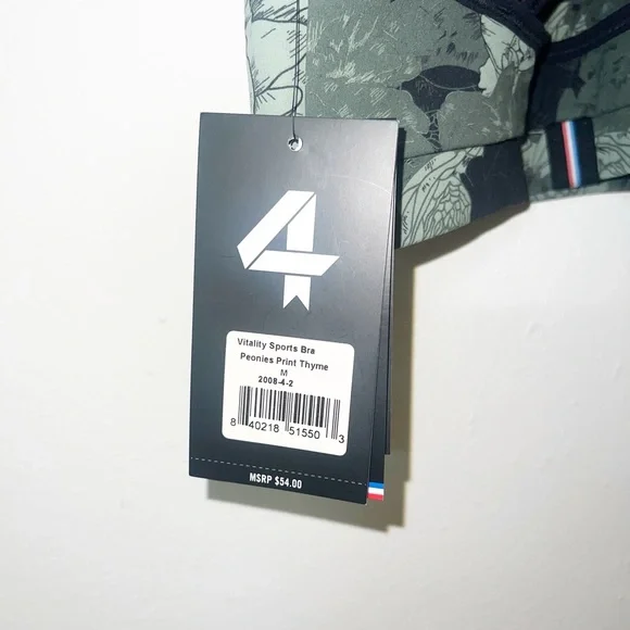 Four Laps vitality athletic fit peonies print thyme olive green new bra - Picture 6 of 14